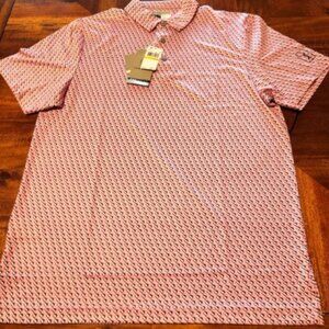 PGA Tour Pro Series Men's Pink Patterned Polo Golf Shirt